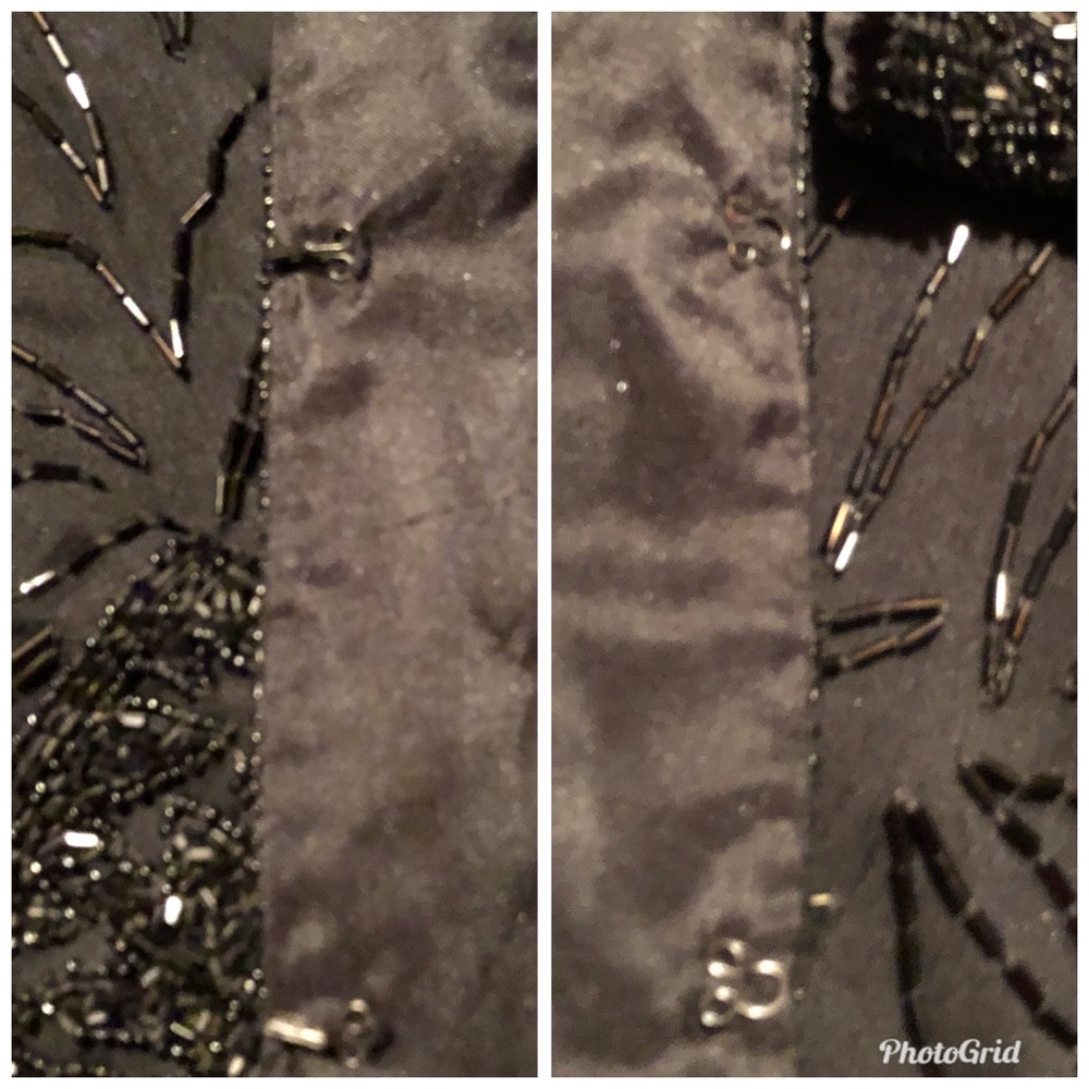 Vintage Black Beaded Silk Jacket Brilliant by J.A. Size Extra Large XL - Picture 5 of 8